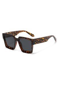 Black Amber Frame Retro Square Sunglasses