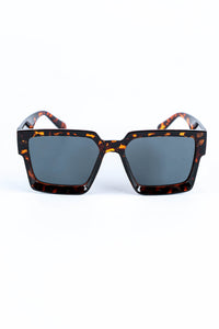 Black Amber Frame Retro Square Sunglasses