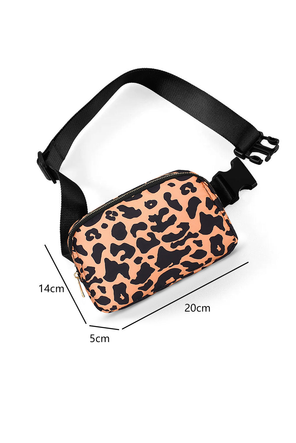 Purple 20*5*14cm Leopard Print Buckle Canvas Waist Pack Belt Bag