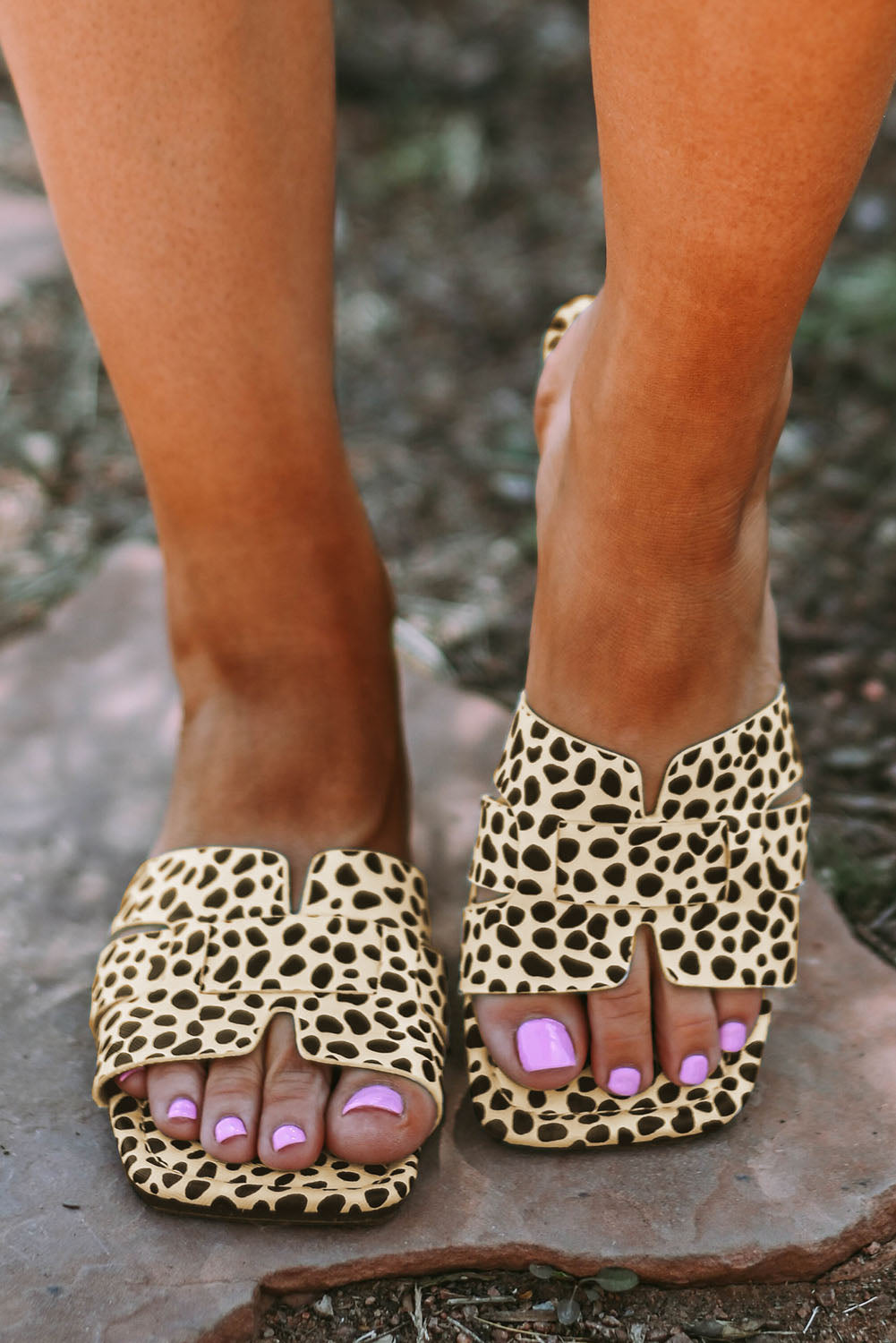 Leopard Crossover Joint Square Toe Slippers