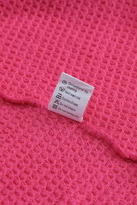 Hot Pink Pocket Buttons Front Waffle Knit Shacket