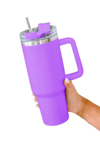 Purple 304 Stainless Steel Insulated Tumbler Mug With Straw