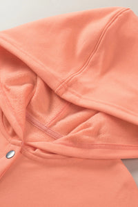 Orange Snap Button Long Sleeve Oversized Hoodie