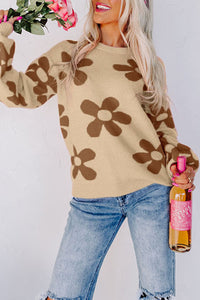 Cypress Floral Print Knitted Long Sleeve Pullover Sweater