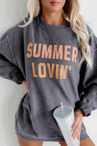 Gray SUMMER LOVIN Graphic Textured Pullover Sweatshirt