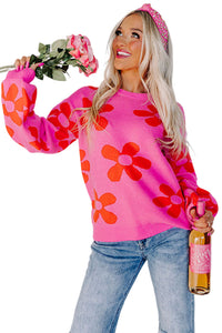 Cypress Floral Print Knitted Long Sleeve Pullover Sweater