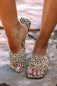 Leopard Crossover Joint Square Toe Slippers