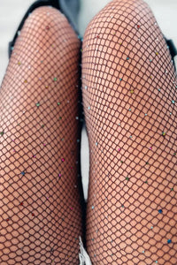 Flesh Sexy Rhinestone Fishnet Pantyhose