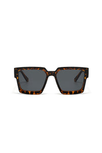 Black Amber Frame Retro Square Sunglasses