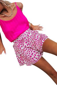 Rose Casual Leopard Print Flutter Flared Shorts