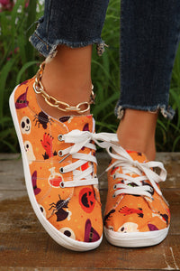 Bright White Halloween Ghouls & Pumpkin Sneakers