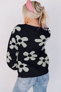 Cypress Floral Print Knitted Long Sleeve Pullover Sweater