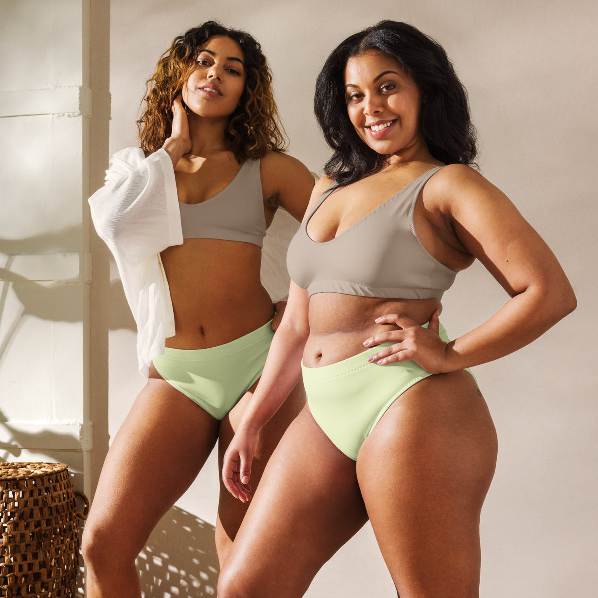 MIAMI ECO HIGH WAISTED BIKINI BOTTOM | PASTEL LIME