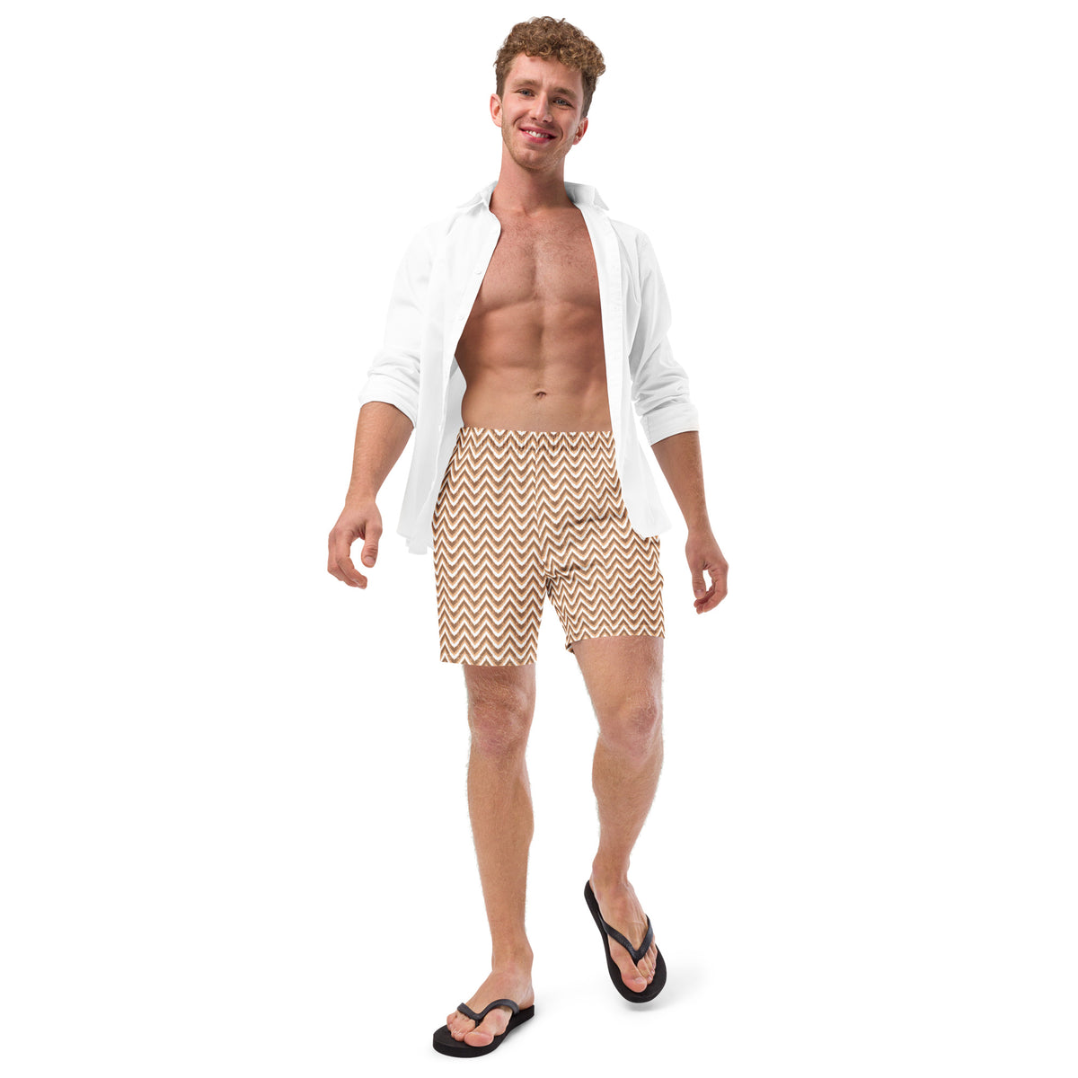 ECO MEN'S SWIM SHORTS - ZIG CHOCOLATE