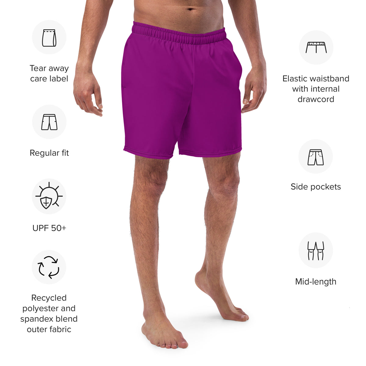 ECO MEN'S SWIM SHORTS - BERRY PURPLE