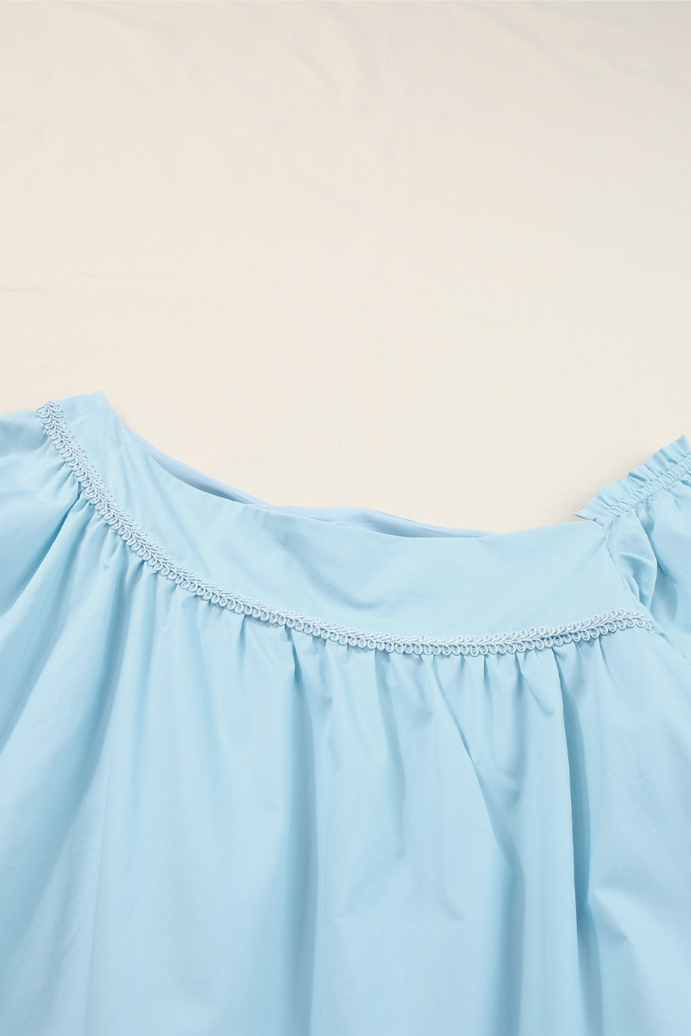 Sky Blue Puff Sleeve Asymmetric Pleated Flowy Mini Dress