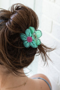 Mint Green Flower Shape Claw Hairpin