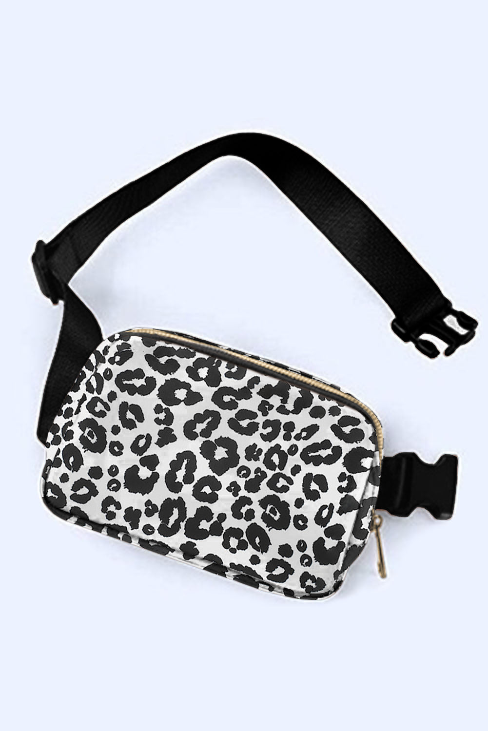 Purple 20*5*14cm Leopard Print Buckle Canvas Waist Pack Belt Bag