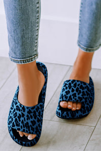 Pink Leopard Cloud Slides Thick Sole Flat Slippers