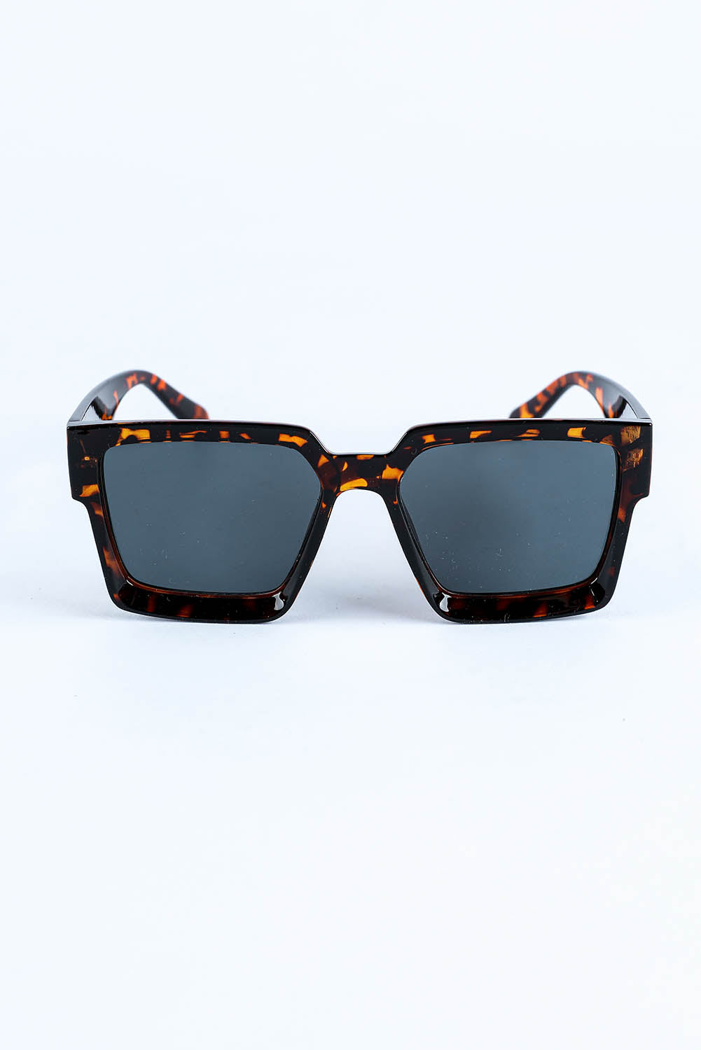 Black Amber Frame Retro Square Sunglasses