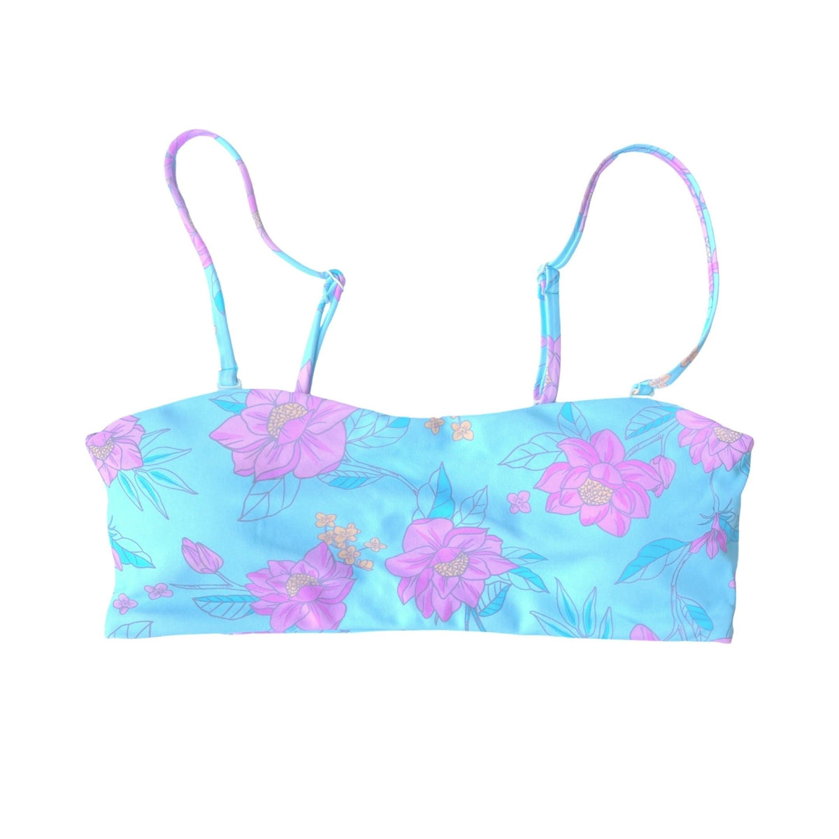 BERMUDA BIKINI TOP - PARIS FLEURI BLUE - PINKCOLADA