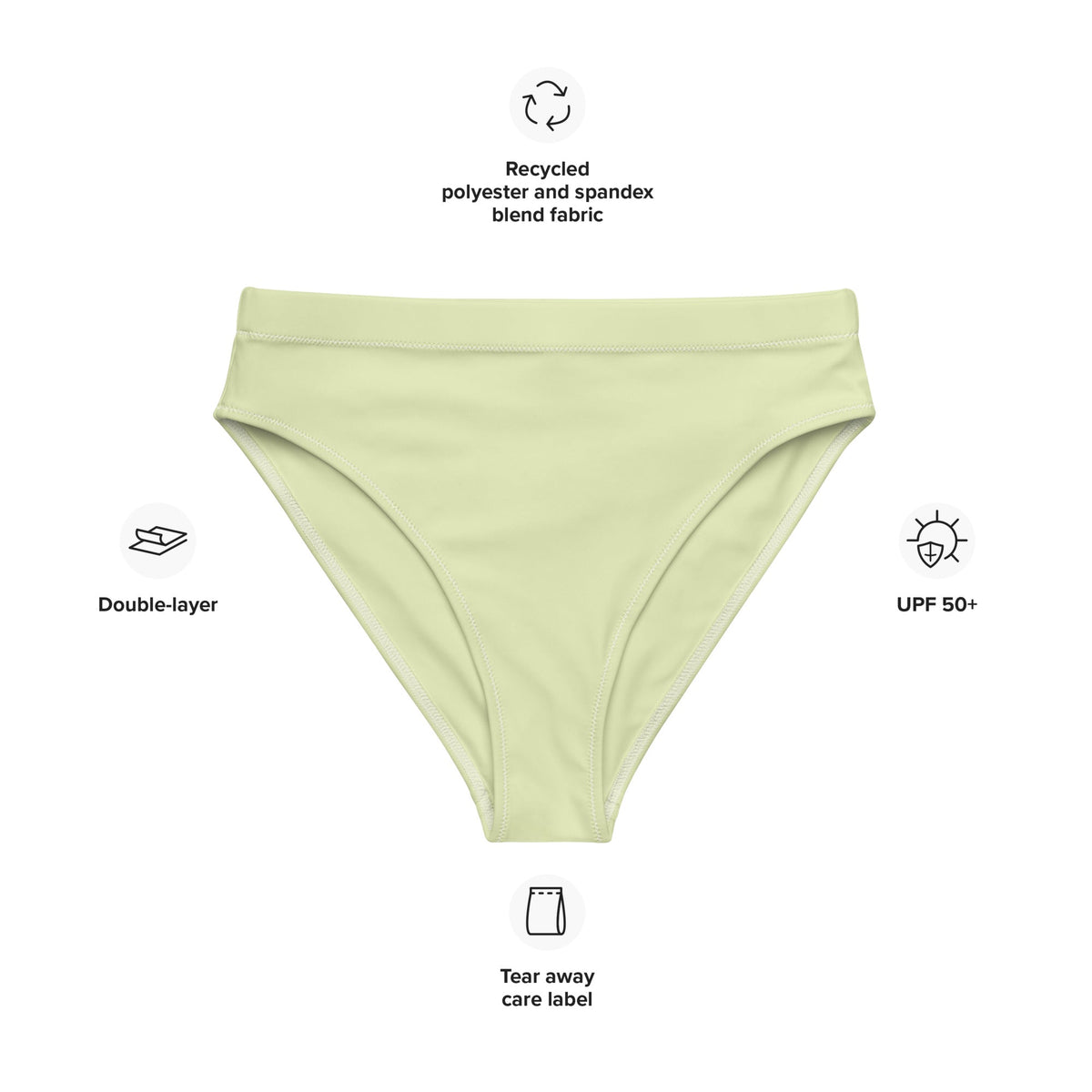 MIAMI ECO HIGH WAISTED BIKINI BOTTOM | PASTEL LIME - PINKCOLADA