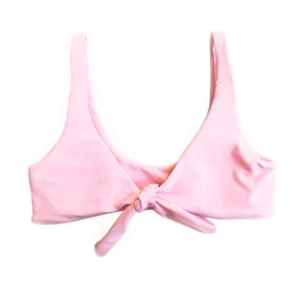 TIE UP BIKINI TOP IN BUBBLEGUM PINK - PINKCOLADA